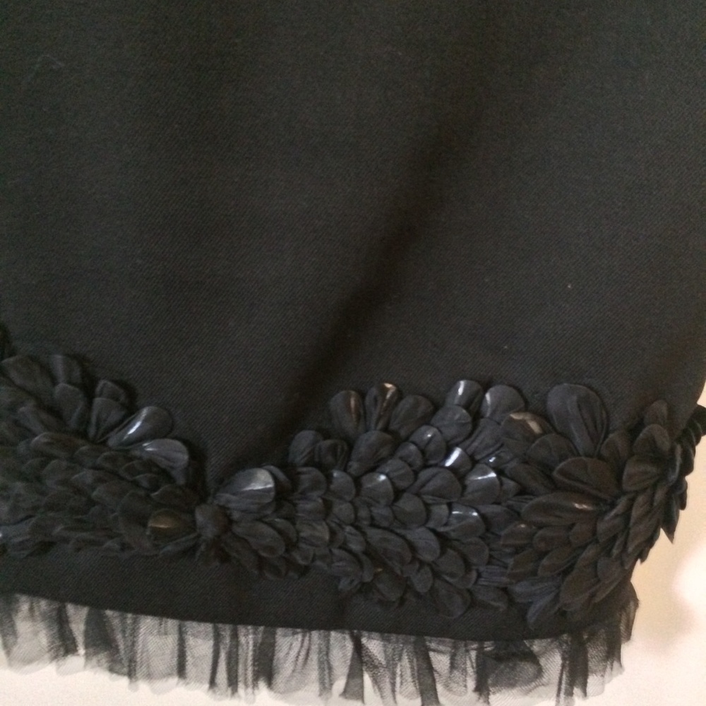 Vera Wang wool & silk embroidered passementerie heavy embellished low back dress